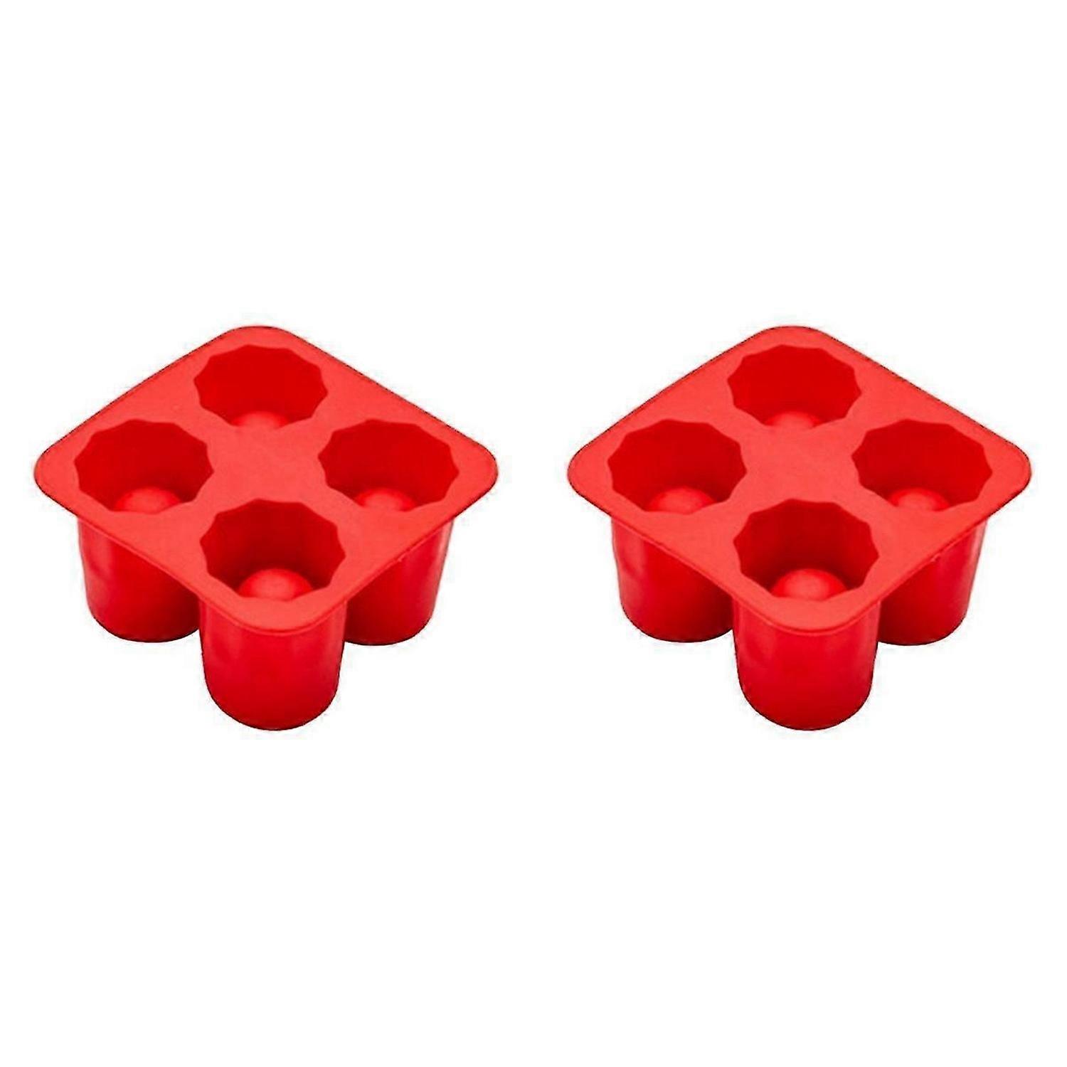 4 Cup Shape Silicone Ice Cube Mold Ice Mould Ice Cube Tray Summer Bar Party Beer Ice Cocktail Cold Drinking Tools Red