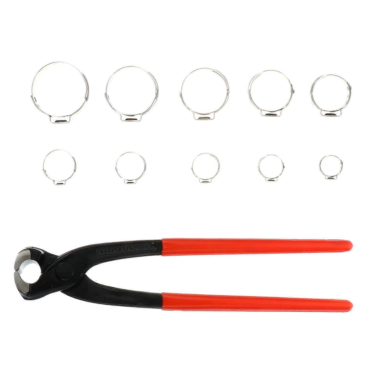 Red Stainless Steel Hose Clip Set for Pipe Sealing with 115Pcs Clamps and Plier
