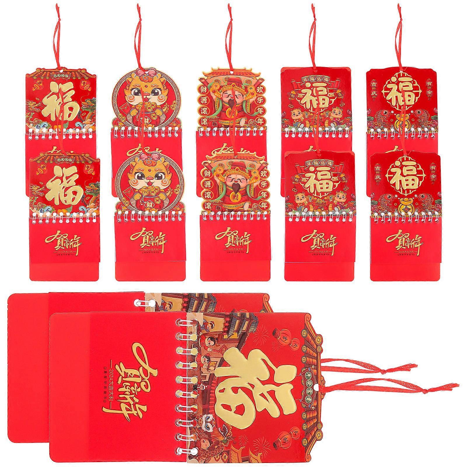 Mini Lunar Year Calendars Wall Calendar for Gift Giving with Paper Material Hanging 12Pcs