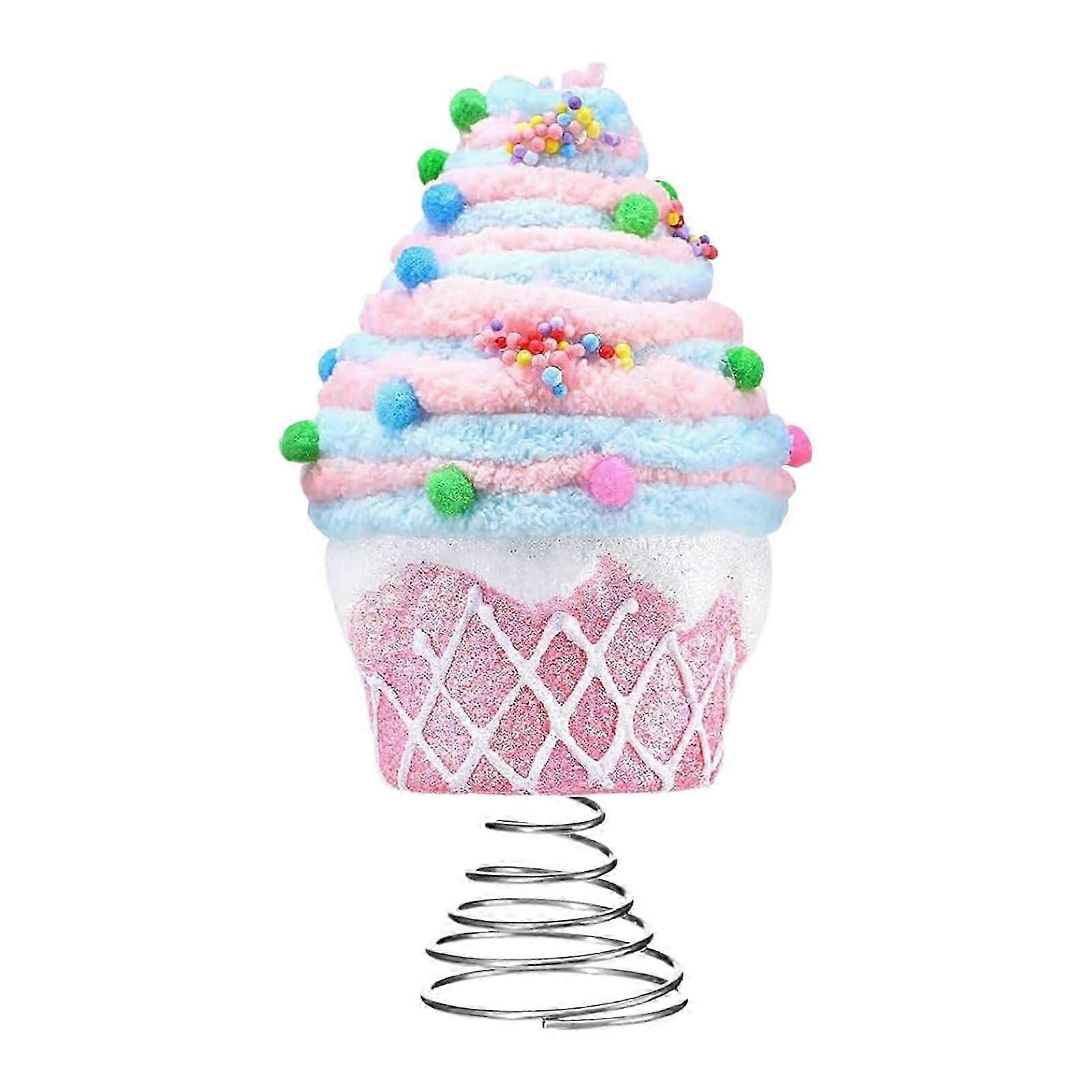 Pastel Dessert Christmas Tree Topper Plush Pink Cupcake Ornaments Candy Donut Christmas Decorations for Holiday Decor