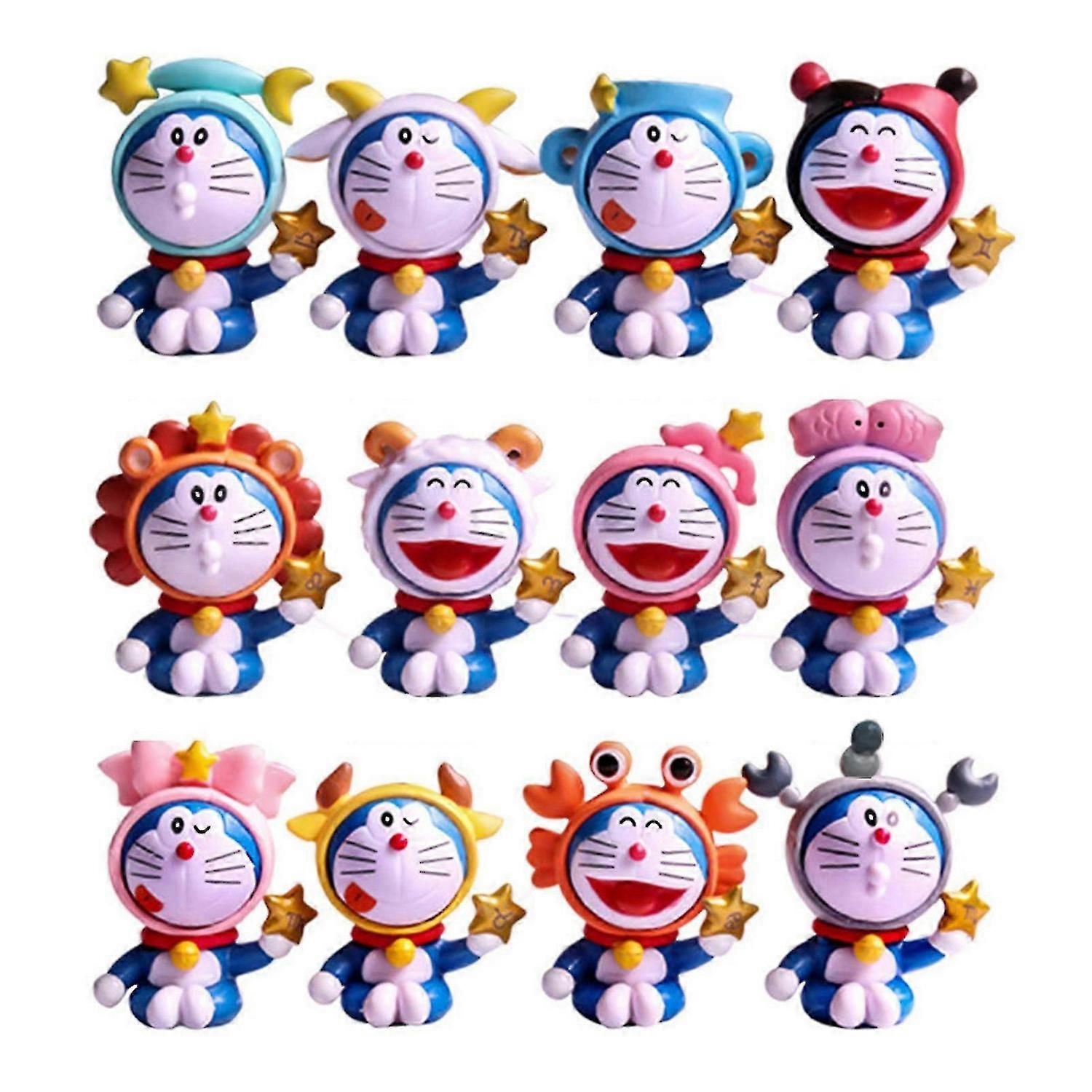 12Pcs/Set Anime Figures High Imitation Decorative Delicate Doraemon Action Figures for Kids