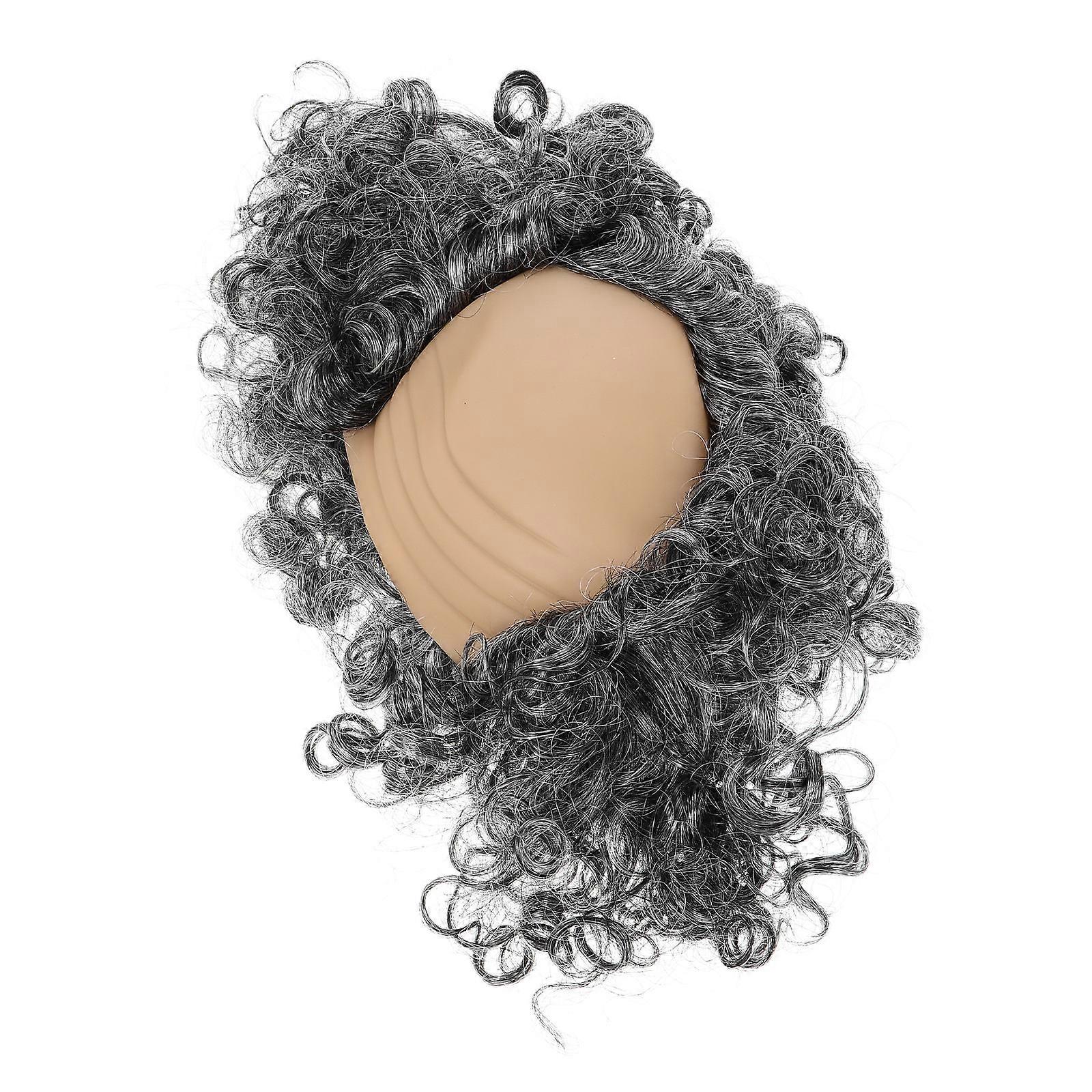 3Pcs Grey Balding Wig for Men with Bald Cap for Cosplay Costume