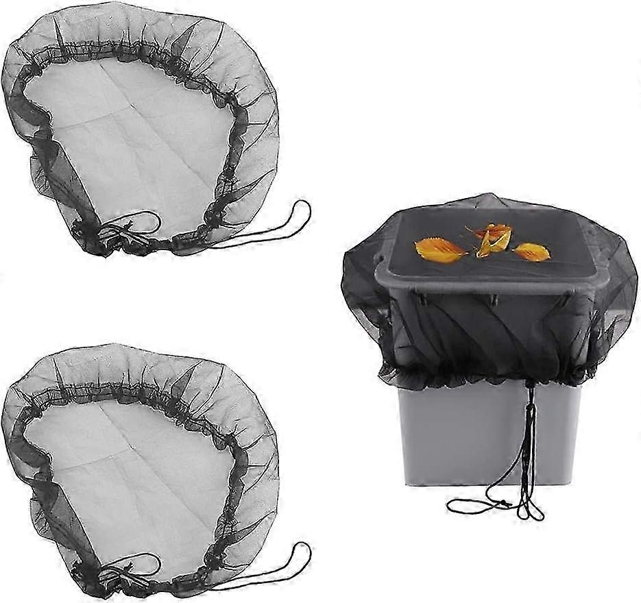 Flexible Mesh Cover for Outdoor Rain Barrels, Elastic Cord Attachment for Secure Fit on Various Sizes, Black Mesh Screen Guards Against Mosquitos and