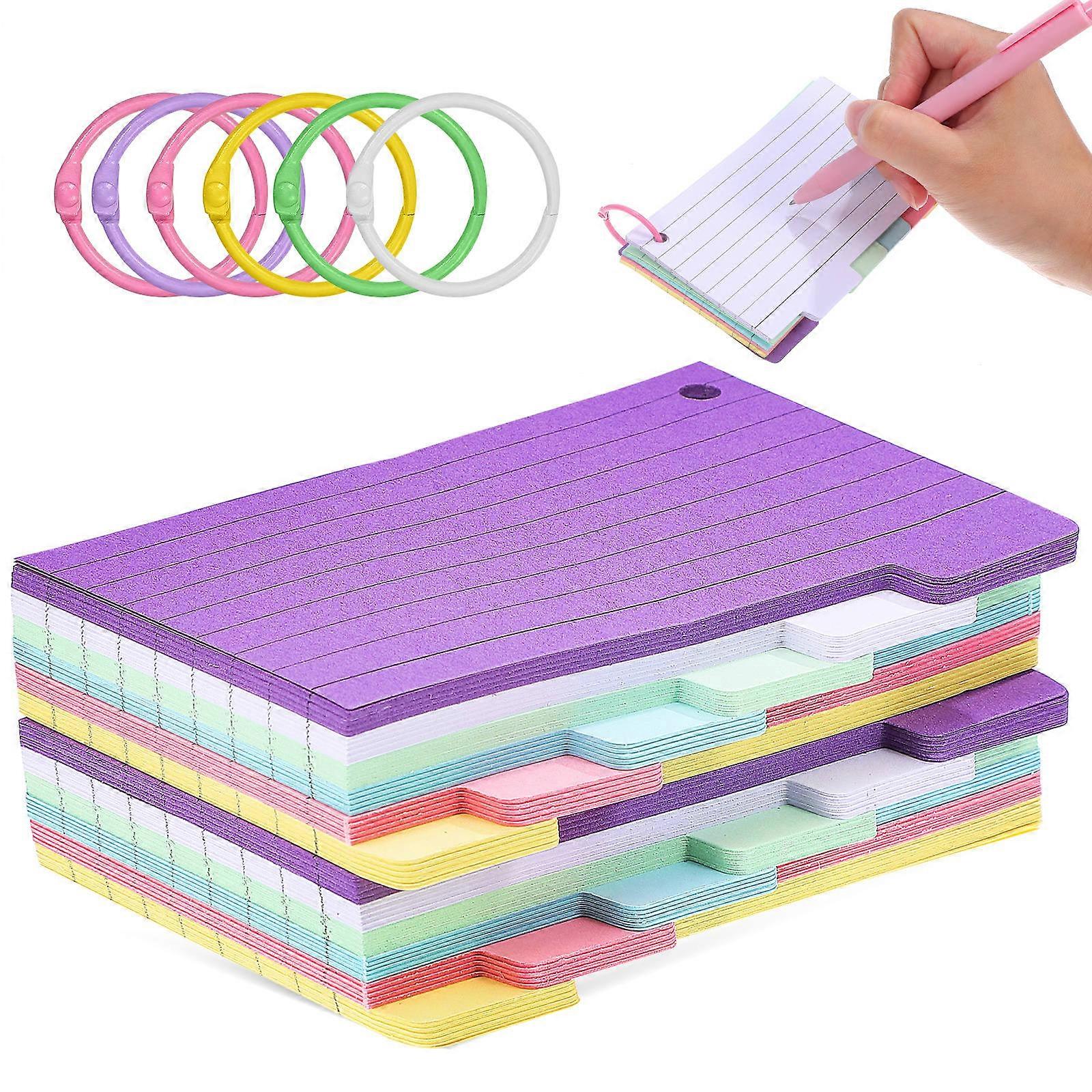 Memory Cards Ruled Index Cards with Binder Rings for Office Use 1200 Sheets
