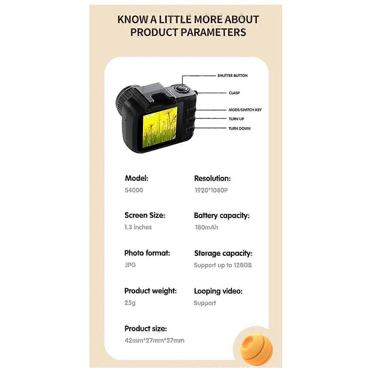 1080P HD Mini Camera SLR Retro Small Camera Sports Camera Campus Student Dedicated Small Vlog Travel Camera