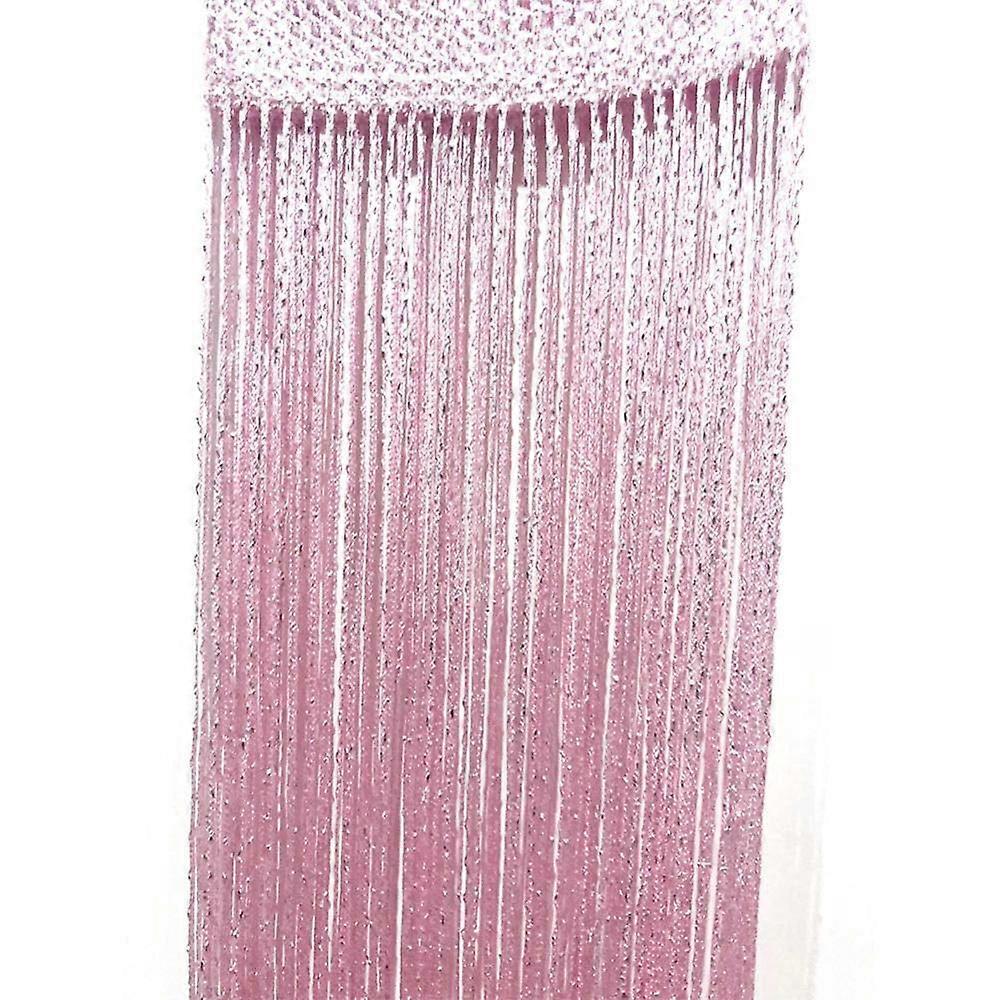 Hanging Room Divider Panel Screen 2PCS Decorative Pink Silk Curtains with Shiny Tassels for Window Glass and Room Partition