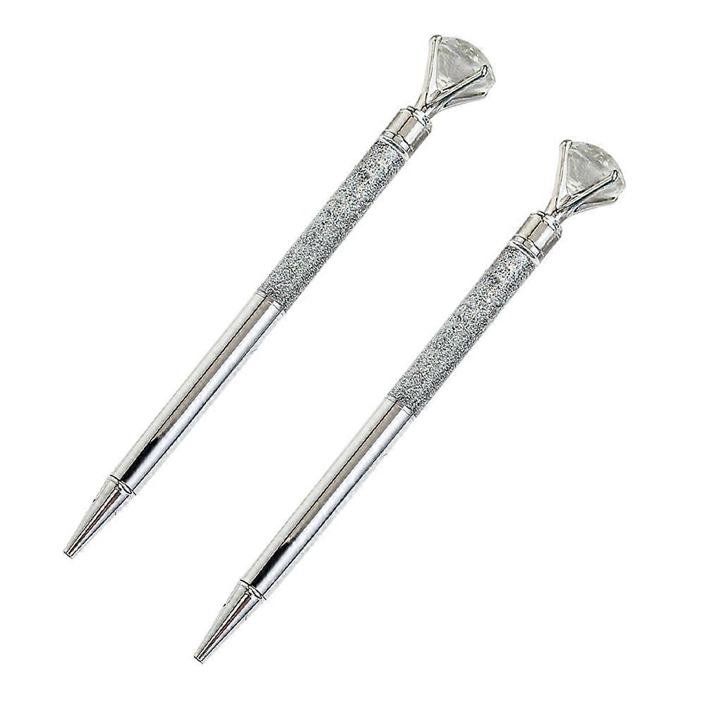 Crystal Diamond Ball Point Pens 6 Pcs Perfect For Festivals And Ceremonies Silver Color Smooth Writing