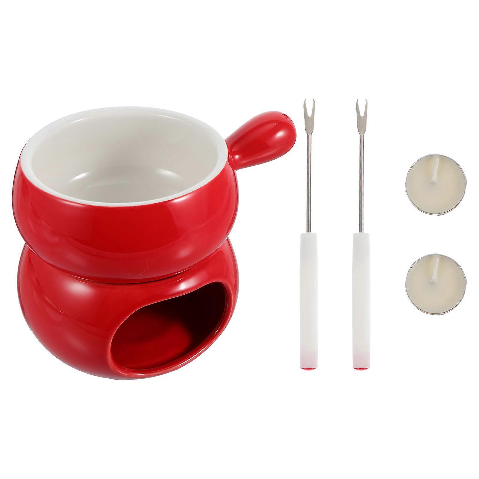 Creative Chocolate Fondue Pot Red Color Ideal For Restaurants And Baking Enthusiasts 2Set