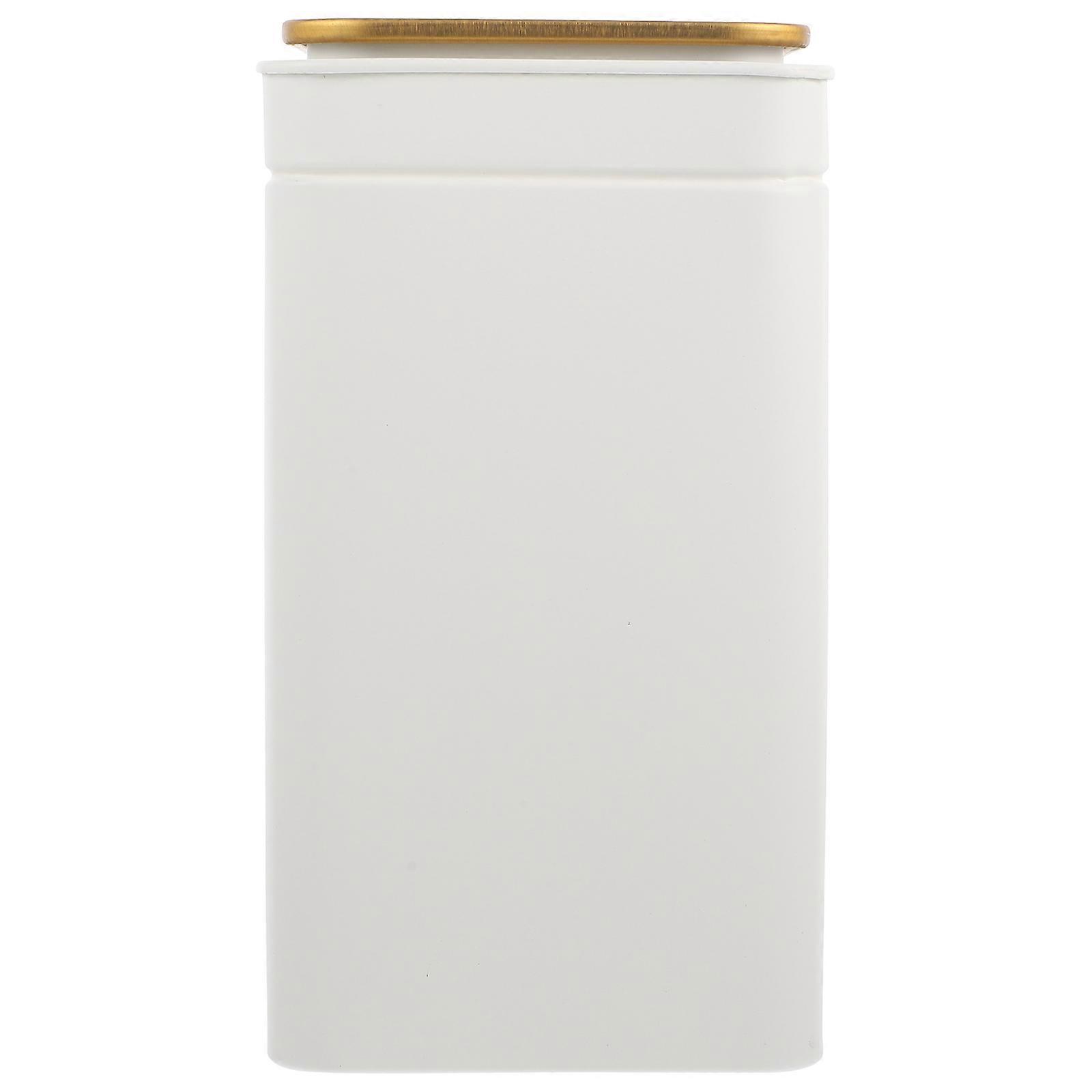 Tea Container Tinplate Decorative Jar for Storage 3Pcs White Set