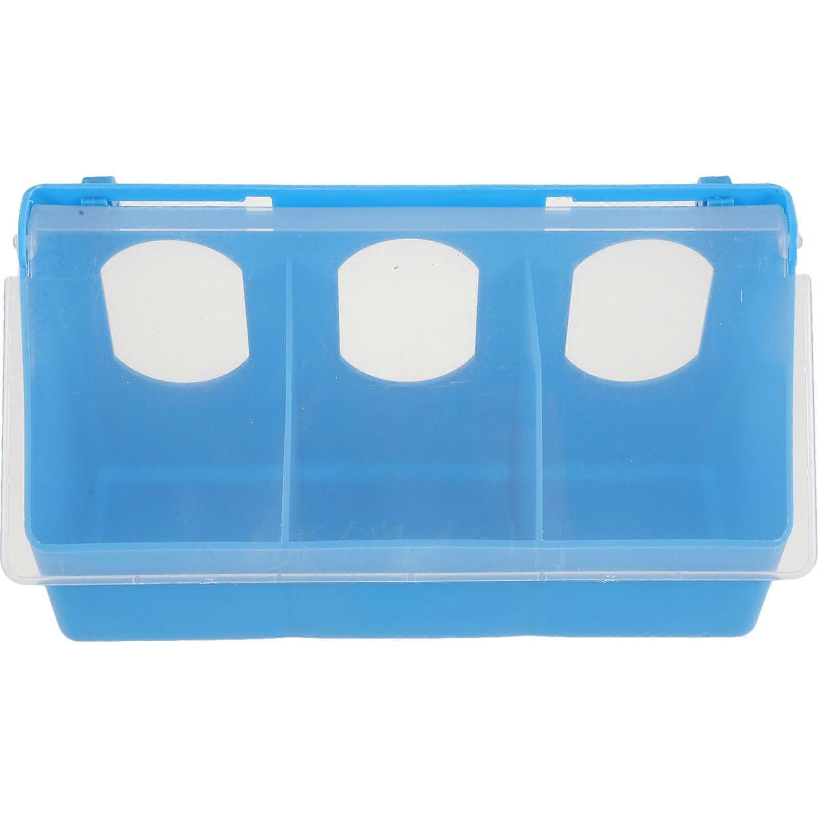 Hangable Pigeon Feeder 2Pcs Multi-grid Bird Cage Food Storage Box For Small Pets Sky-blue Color Durable Design