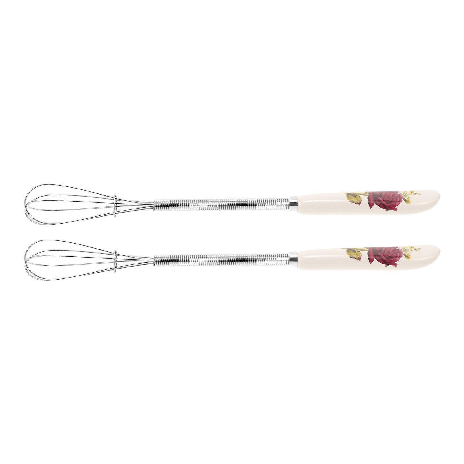 Manual Egg Whisk Stainless Steel Whisk for Cooking 10Pcs with Ceramic Handle