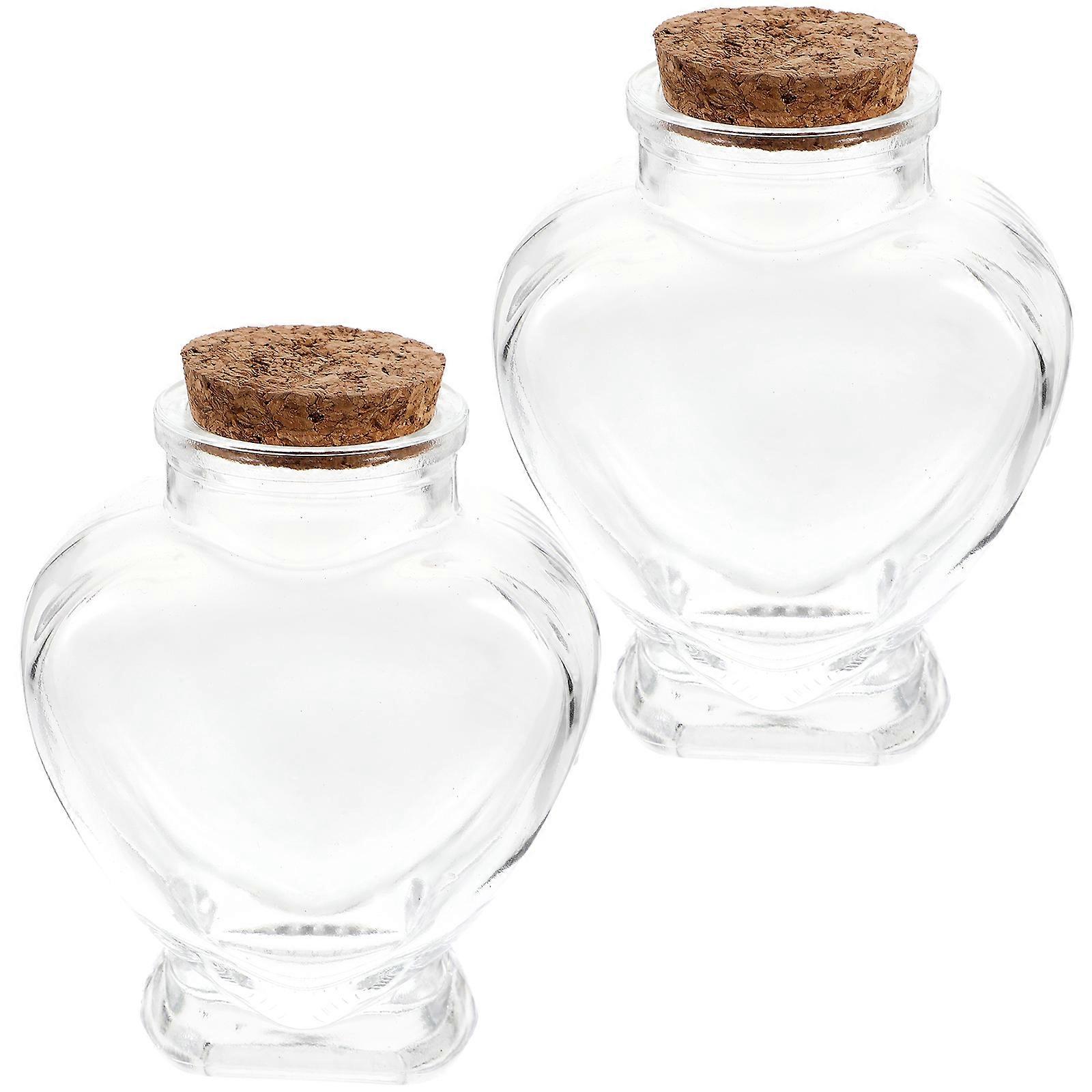 DIY Glass Wishing Bottle Storage Jar with 4Pcs Transparent Heart Shape