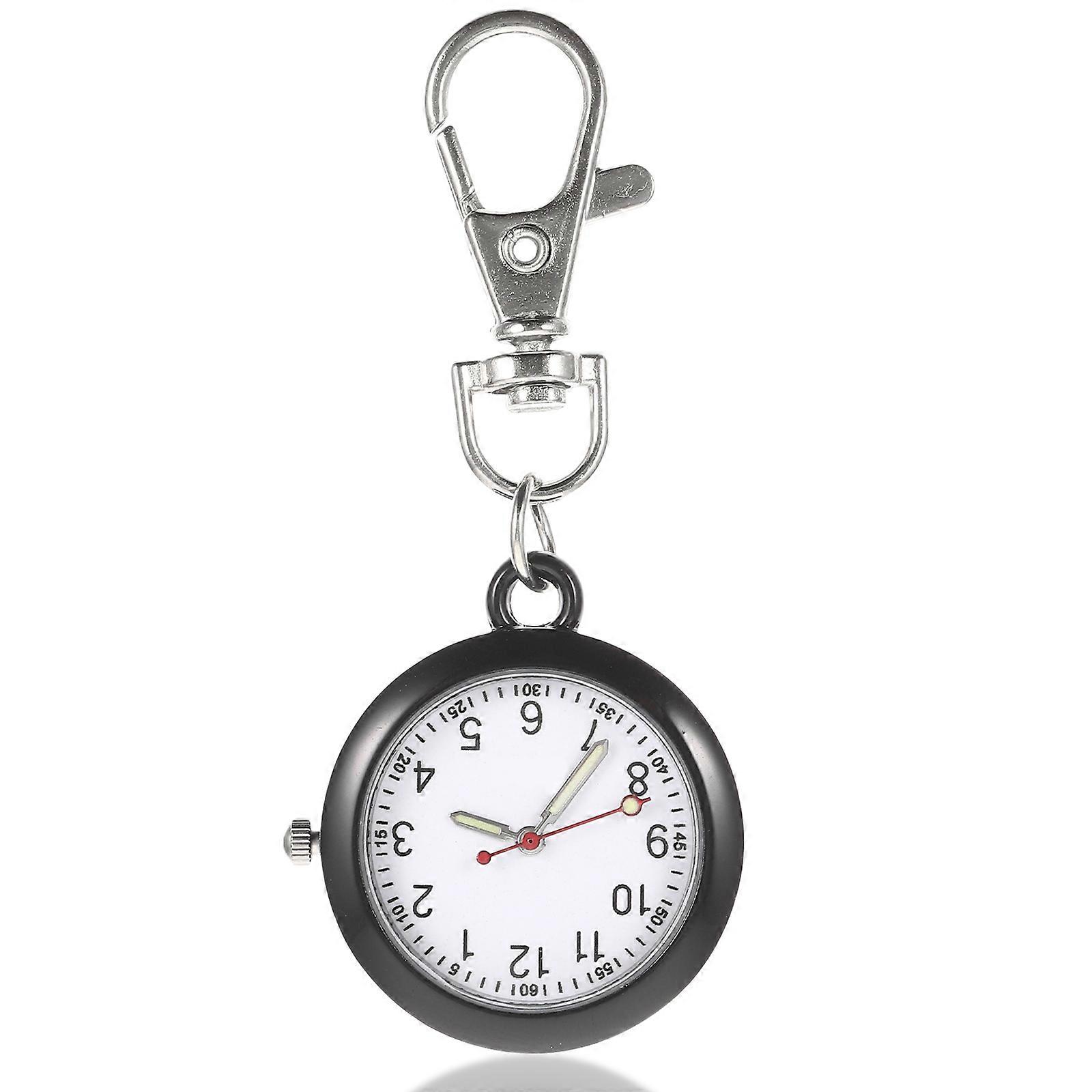 Metal Keychain Watch Portable Timekeeping Accessory Black Zinc Alloy with 1Pack