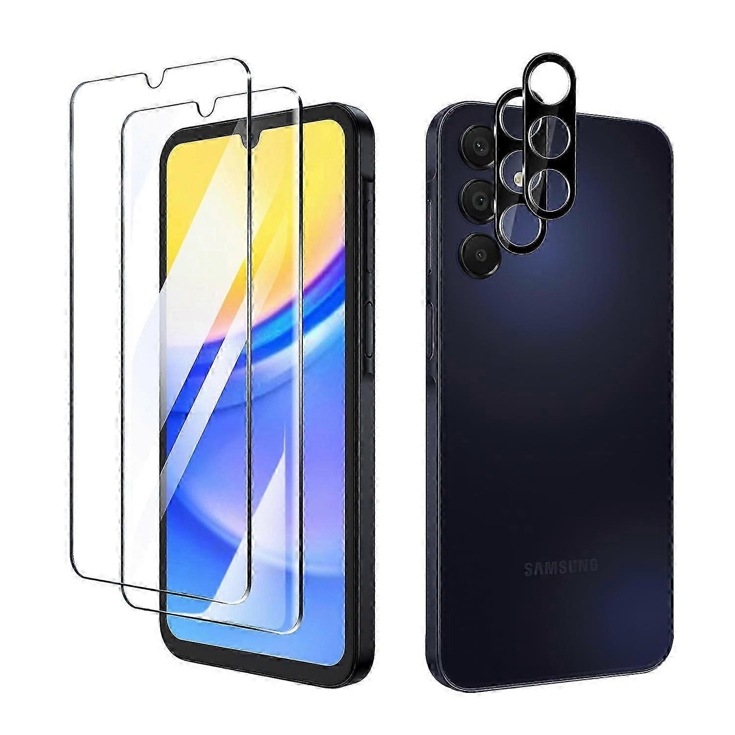 For Galaxy A35 Tempered Glass Screen Protector + Camera Lens Protector [2 + 2 Pack][Case Friendly][Anti-Scratch][Ultrasonic Fingerprint Unlock]