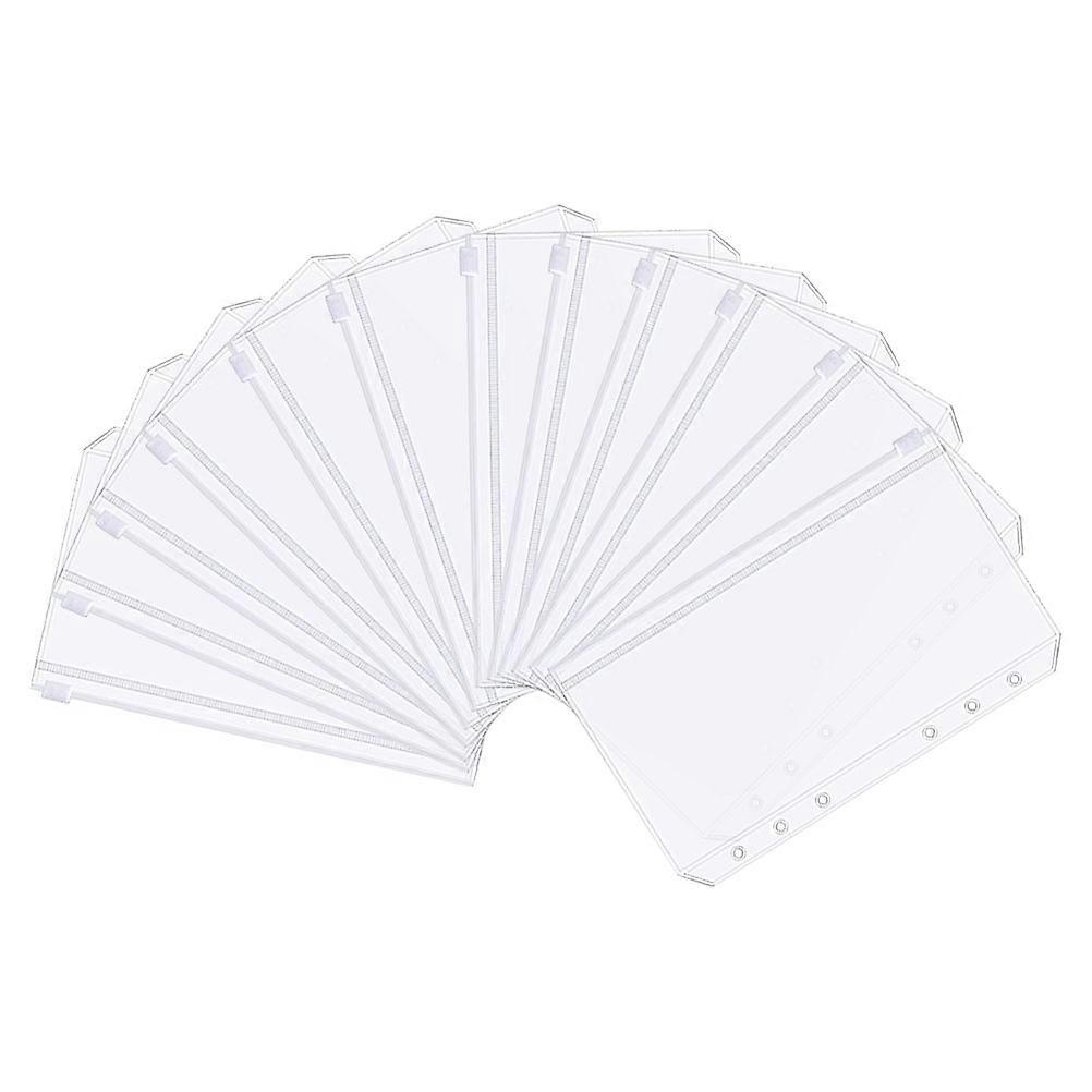 60Pcs Transparent Binder Pockets PVC 6-Holes Binder Zipper Pouches