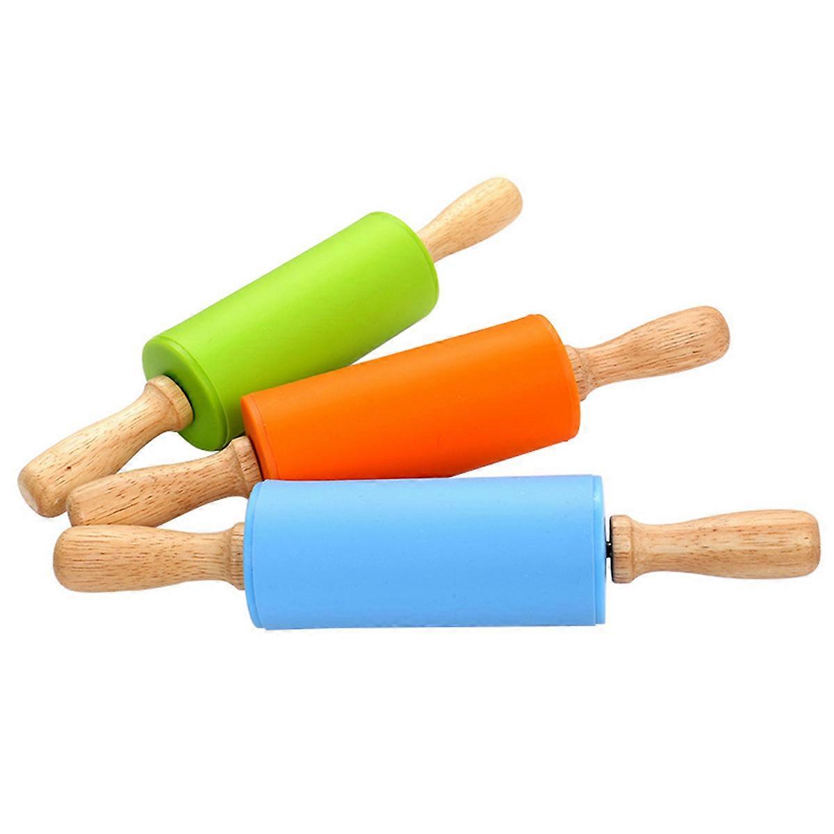 Baking Supplies Solid Wood Rolling Pin Child Friendly Usage Random Color Food Grade Safety Materials 1Set