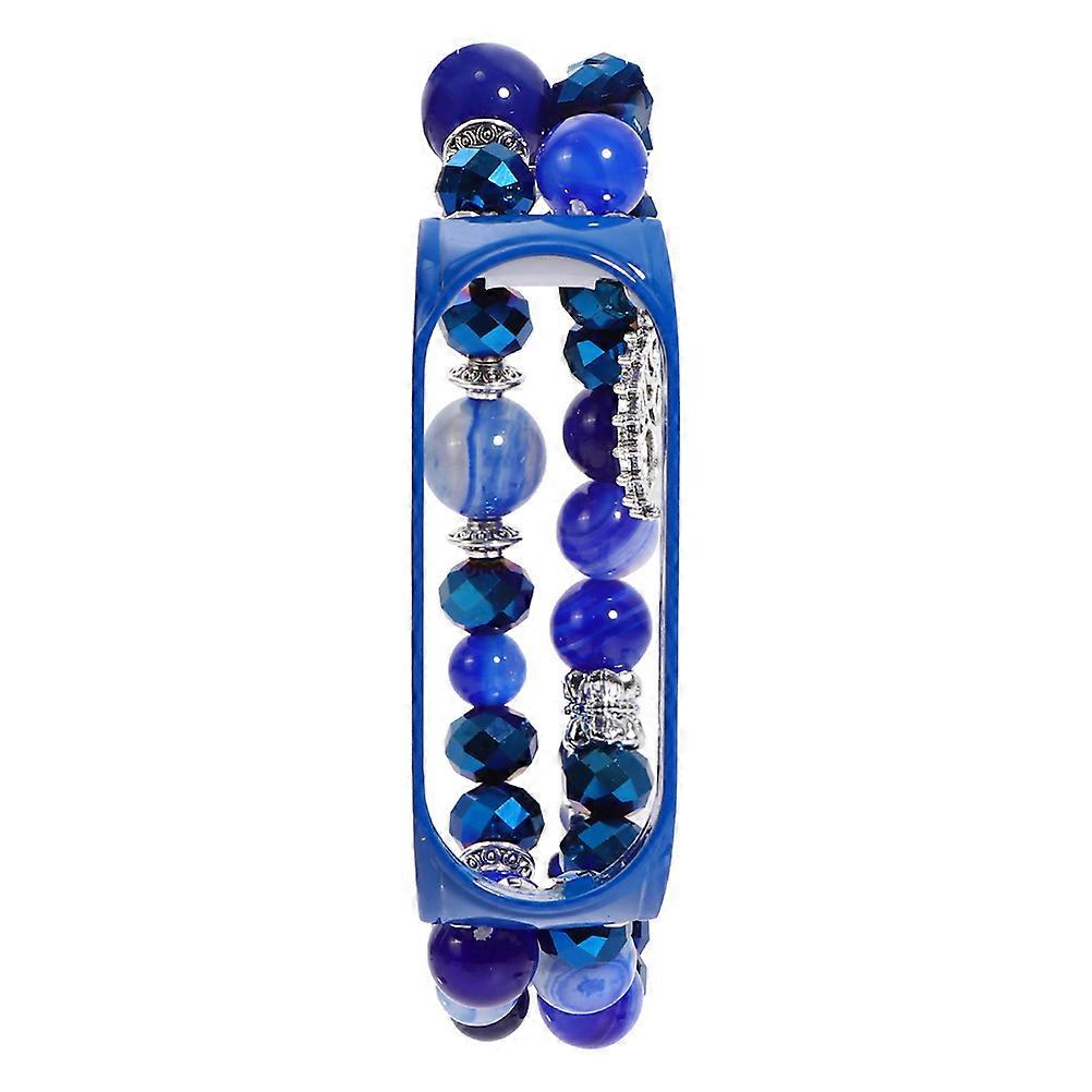 Blue Agate Watch Strap for Smart Watch with 1Pcs Crystal Decoration