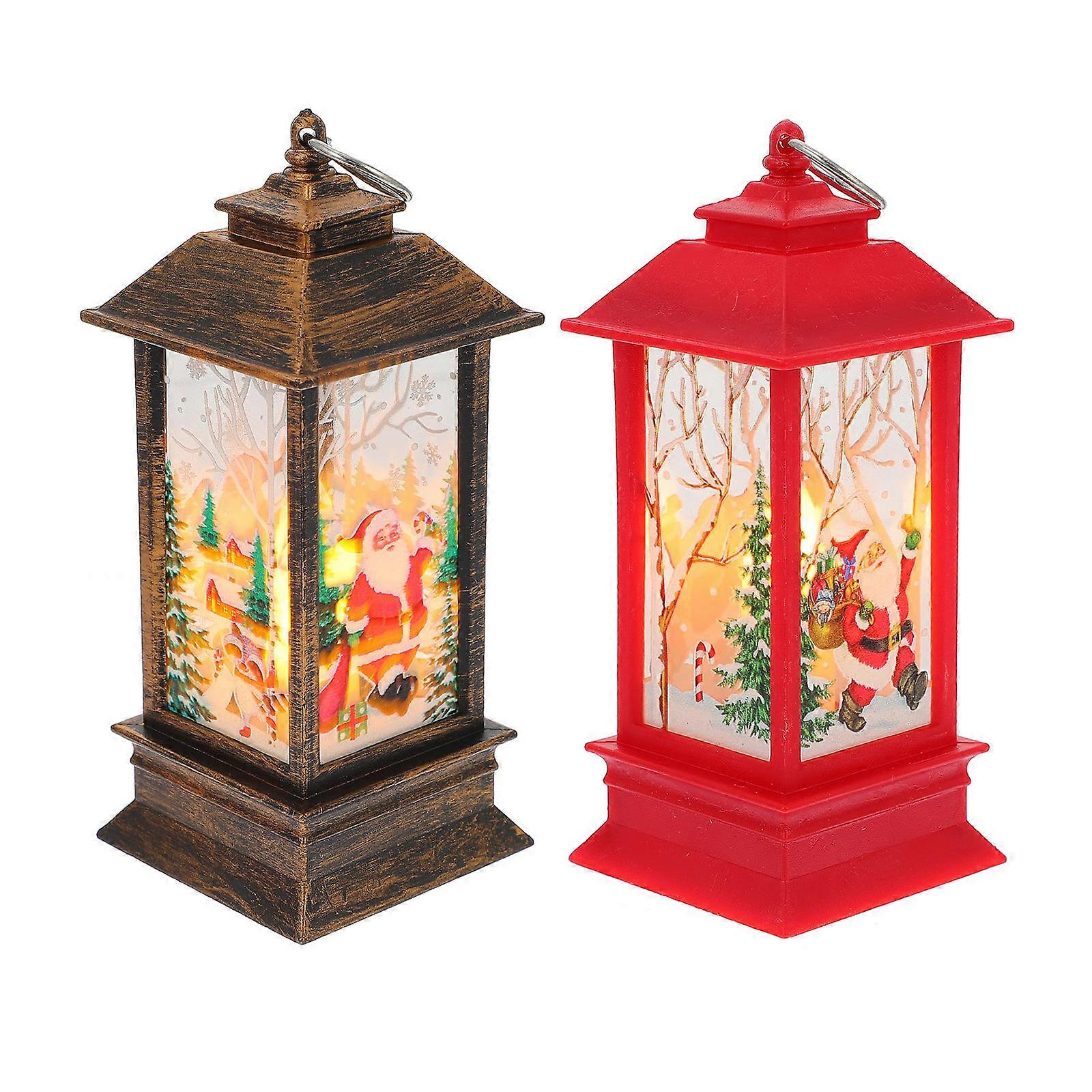 Assorted Color Christmas Themed Decorative Flame Light for Desktop 2Pcs