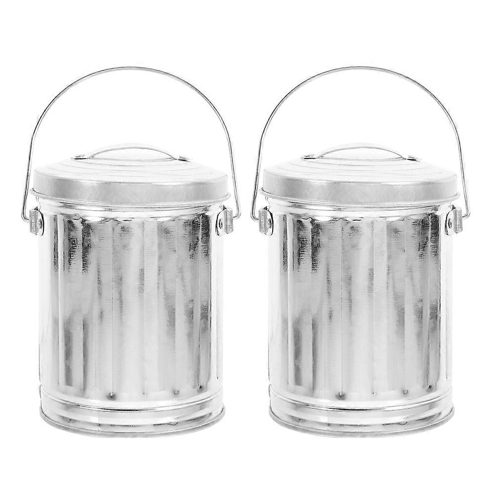 Reusable Desktop Trash Can Tinplate Small Garbage Bin 6Pcs