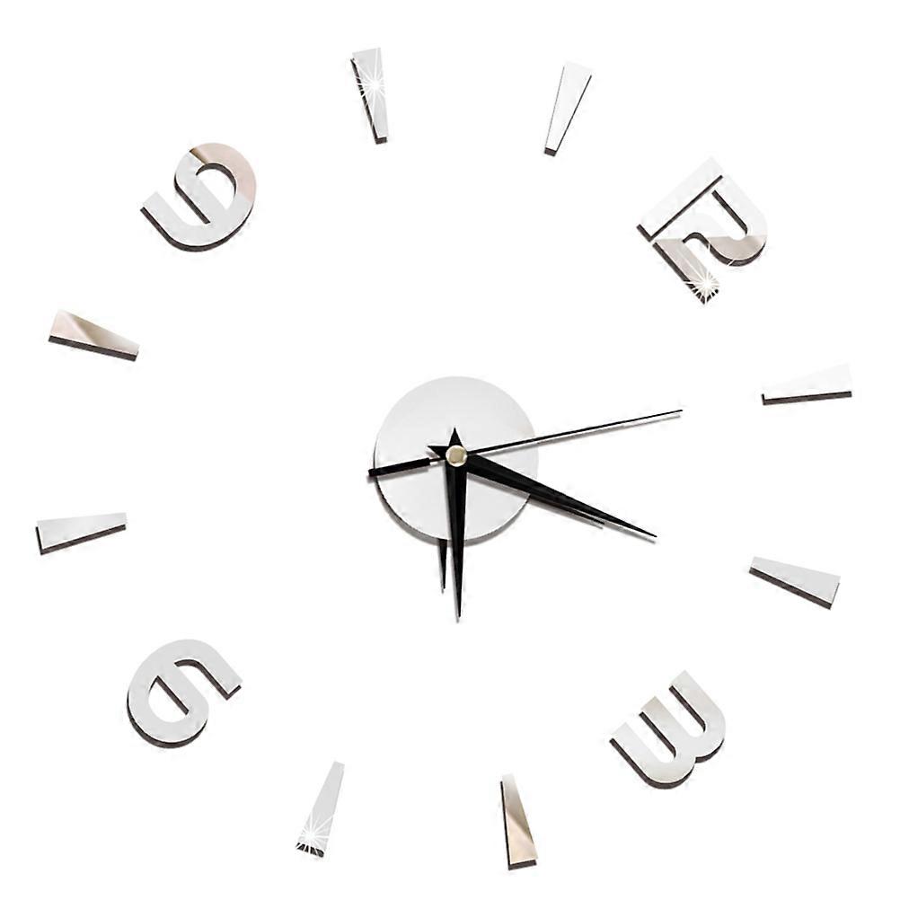 DIY Wall Clock Acrylic Silver for Time Keeping 2Pcs Modern 3D Decoration