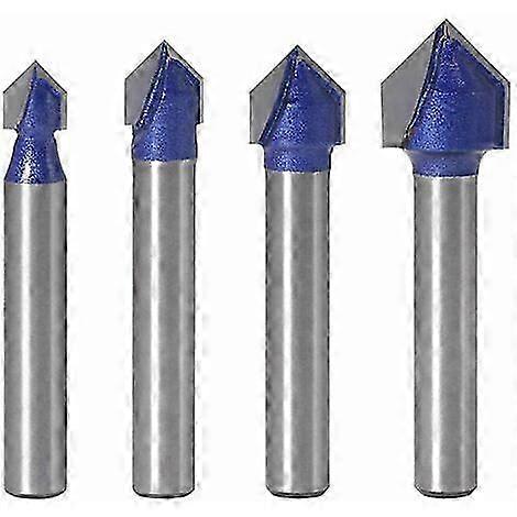 4 Pcs V Groove Router Bits Woodworking Router Bit Slotting Router Bit V-Shaped