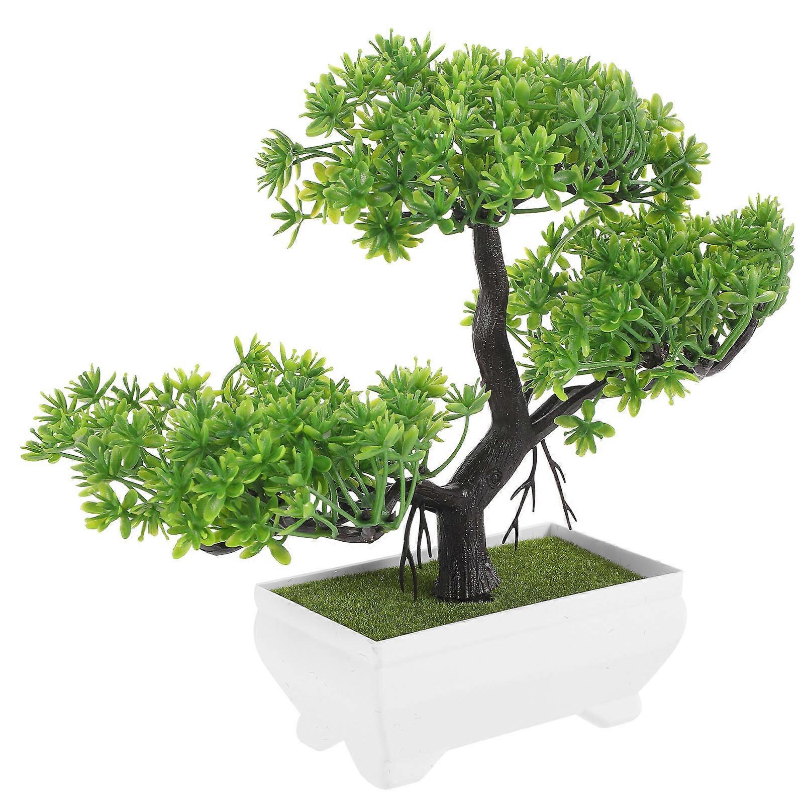 Green Artificial Bonsai Tree Decor for Table 3Pcs Plastic Pine Plants