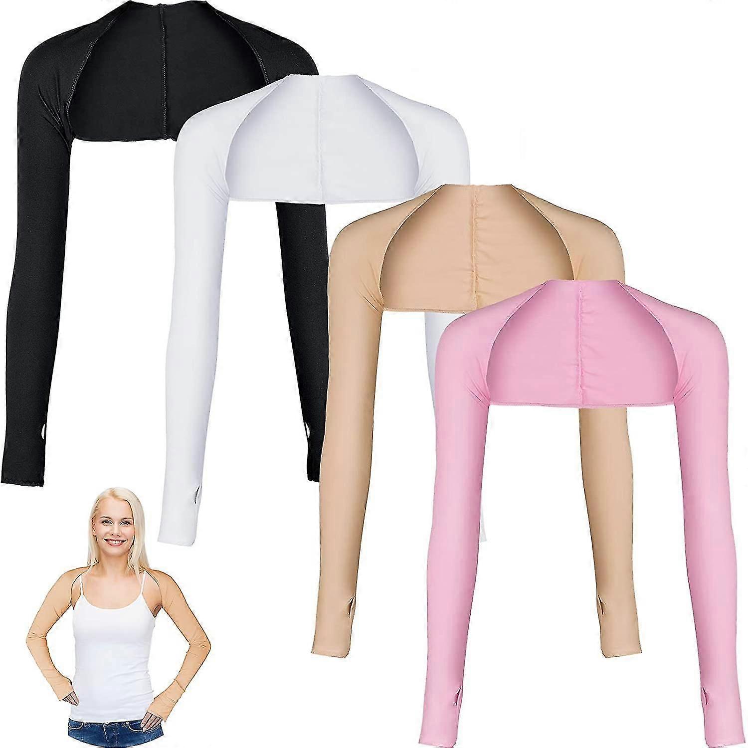 ゴルフ、運転、乗馬、釣りのための指の穴を持つ4組の冷却ショールアームスリーブ日焼け防止