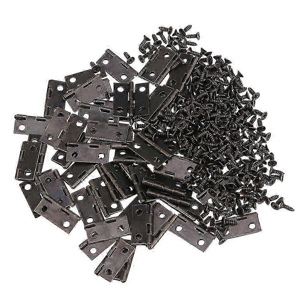 100pcs Automatic Self Closing Spring Hinges Mini Metal Hinge with 400pcs Screws 26s
