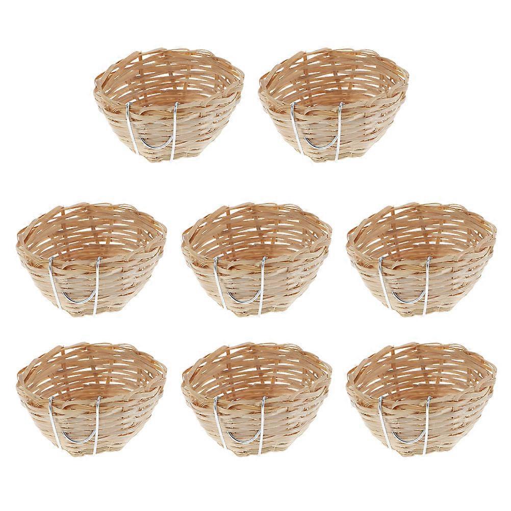8Pcs Bamboo Bird Nest Products with Hooks Designed for Birds Ideal for Garden Forest and Balcony Use