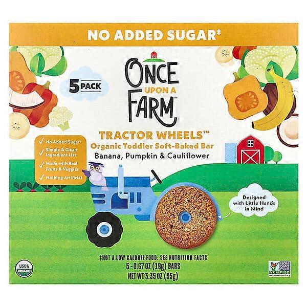 Once Upon A Farm, Tractor WheelsÃÂ¢ÃÂÃÂ¢, Organic Toddler Soft-Baked Bar, Banana, Pumpkin & Cauliflower, 5 Pack, 0.67 oz (19 g) Each