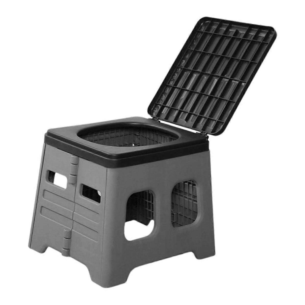 Portable Folding Toilet With Lid For Outdoor Travel And Car Use, Lightweight Emergency Potty, Compact Foldable Storage