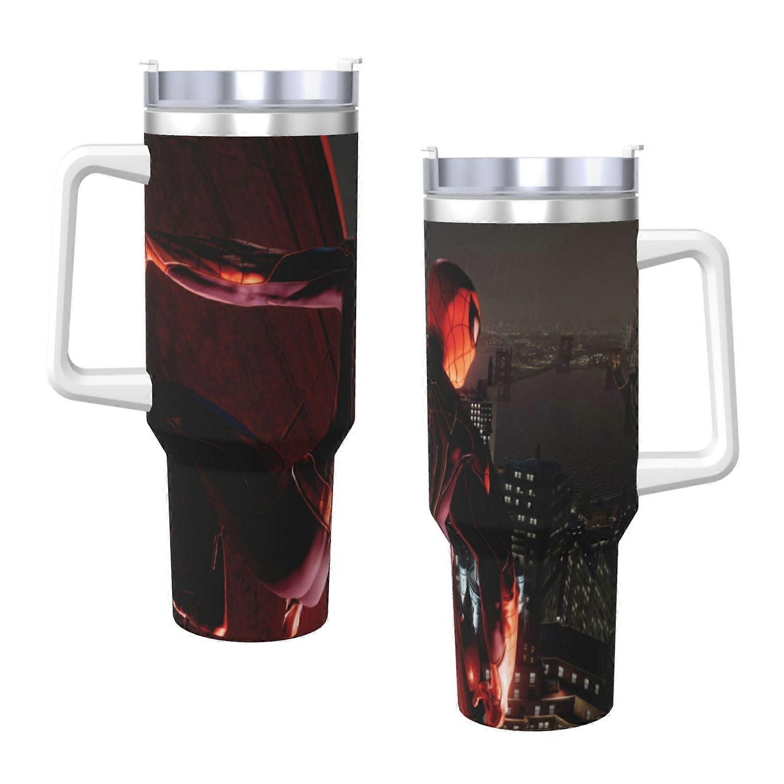 스파이더맨 40oz H2.0 스테인리스 스틸 진공 단열 텀블러 (뚜껑 및 빨대 포함, 물, 아이스티 또는 커피, 스무디용)