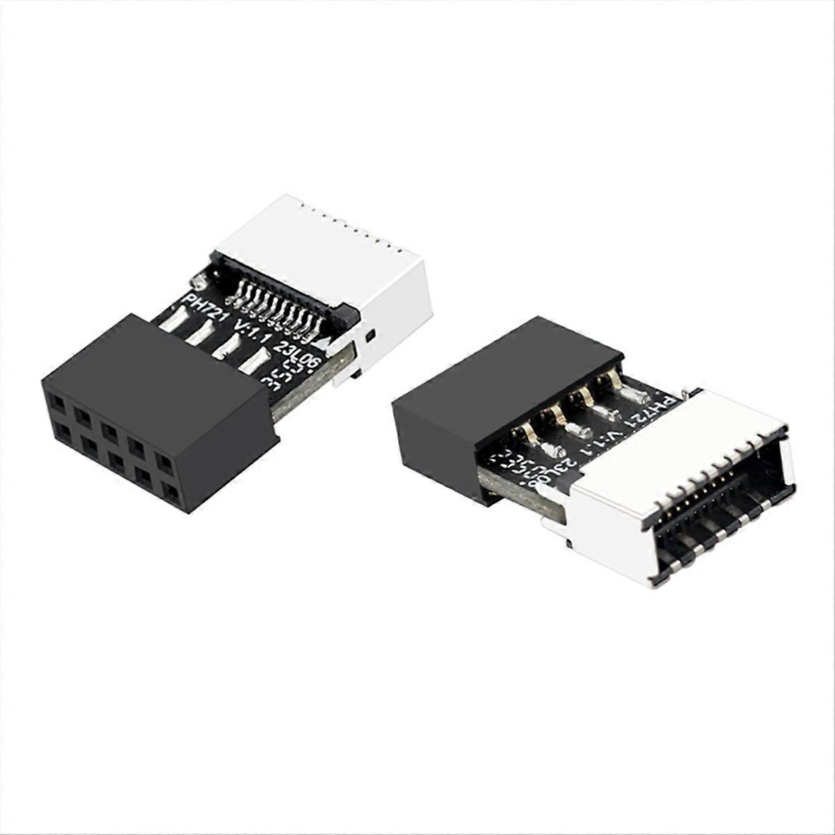 2Pcs Mainboard USB 2.0 9-Pin to Type-E 20-Pin Connector Adapter