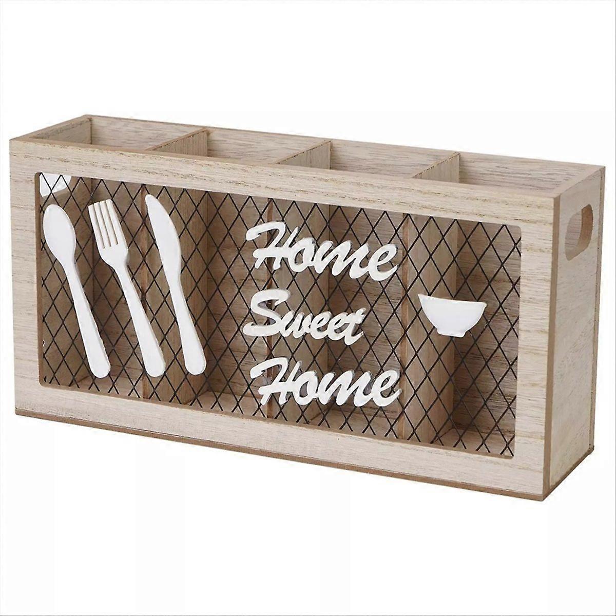 Wood Utensil Holder Kitchen Accessories Silverware Organizer A