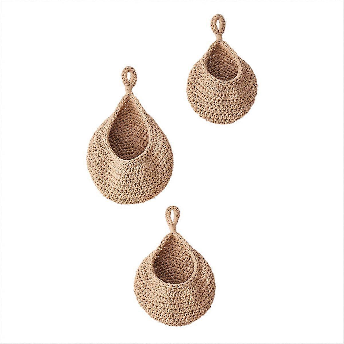 3er-Pack gewebter Gemüsehalter, Hängekorb für Gemüse, B