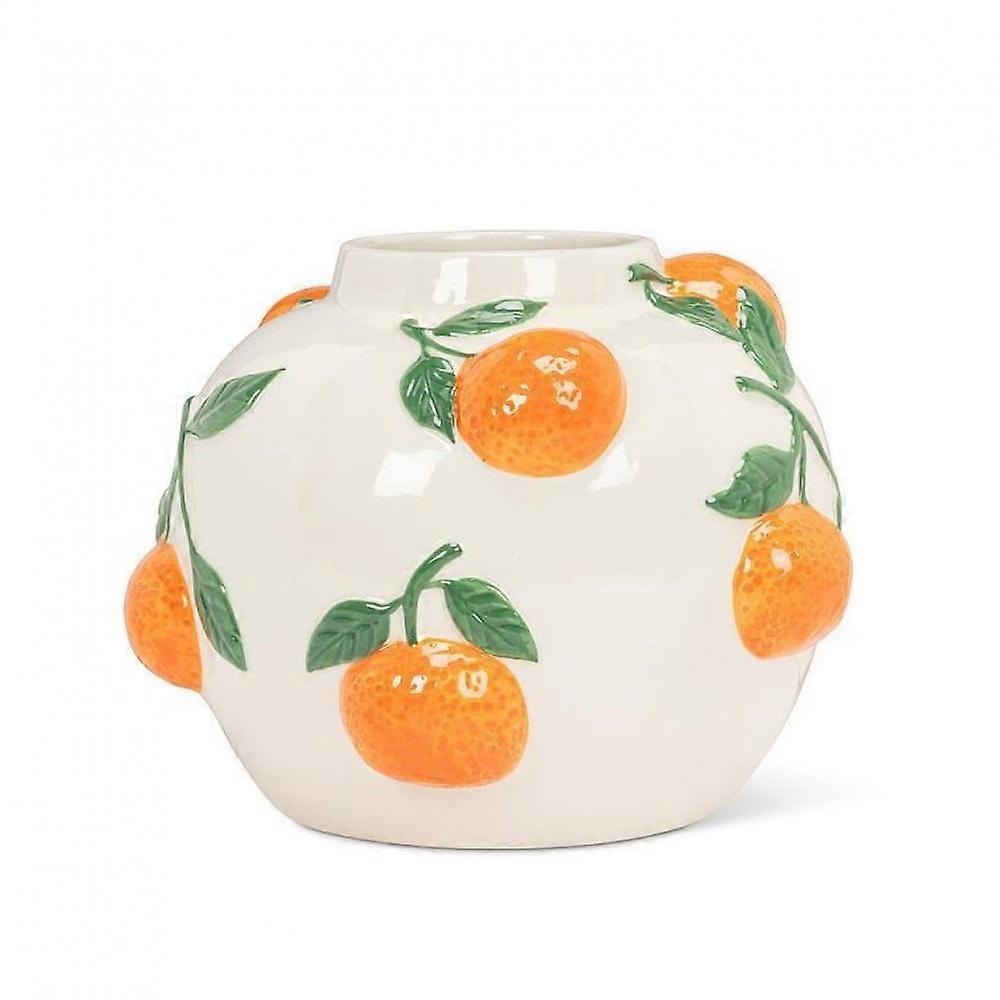 Orange Patterned Round Vase