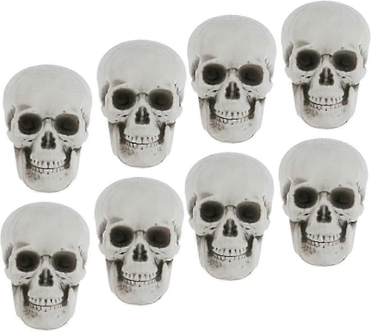 Halloween Skull Decorations - 8pcs Mini Plastic Set for Party