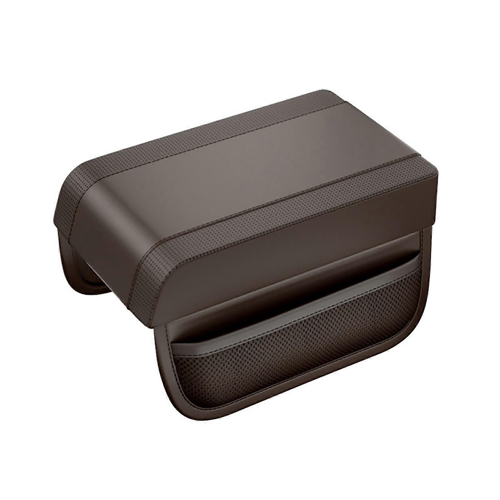Car armrest cover for most vehicles - Leather and memory foam console pad with storage box