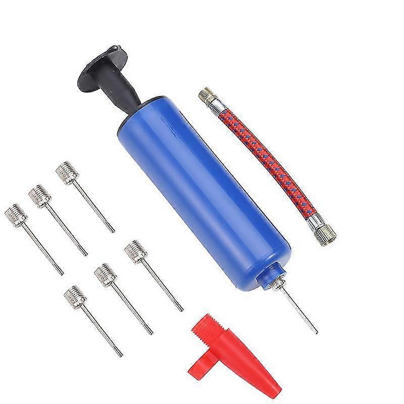 ニードルバルブアダプター付きインフレータブルボールポンプエアホースバスケットボールサッカーバレーボールラグビーバルーンその他のインフレータブルセット(1セット - ブルー)