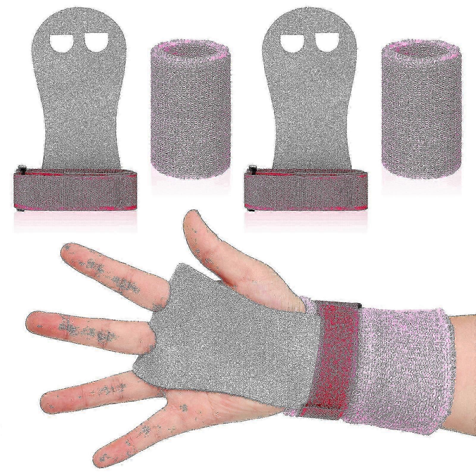 4 Pcs Gymnastics Grips and Wristbands with Palm Protection and Wrist Support for Kids Workout Exercise