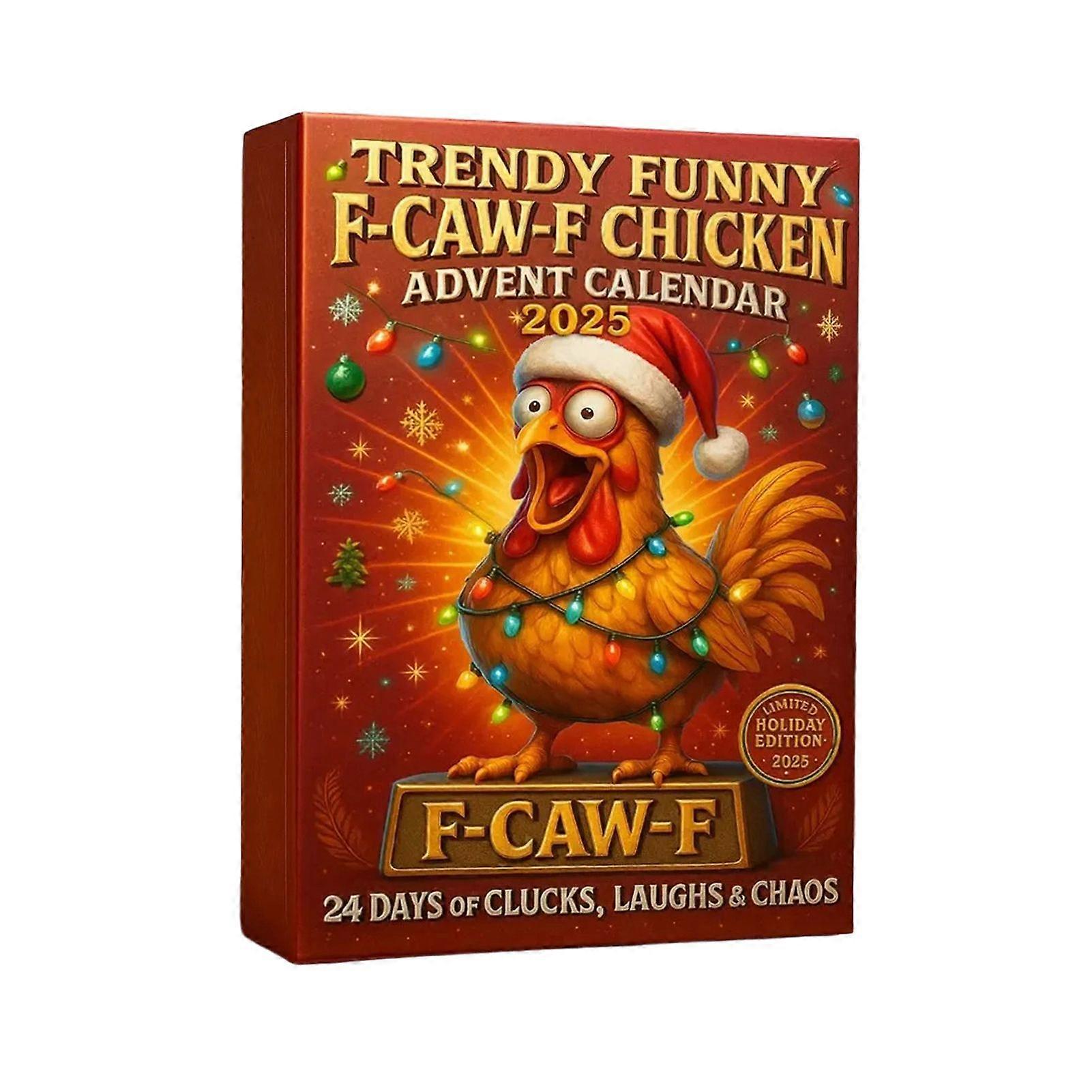 F-Caw-F Chicken Advent Calendars 2025 24 Days Chicken Ornaments Christmas Countdown Calendar Novelty Chick Animal Figures Set