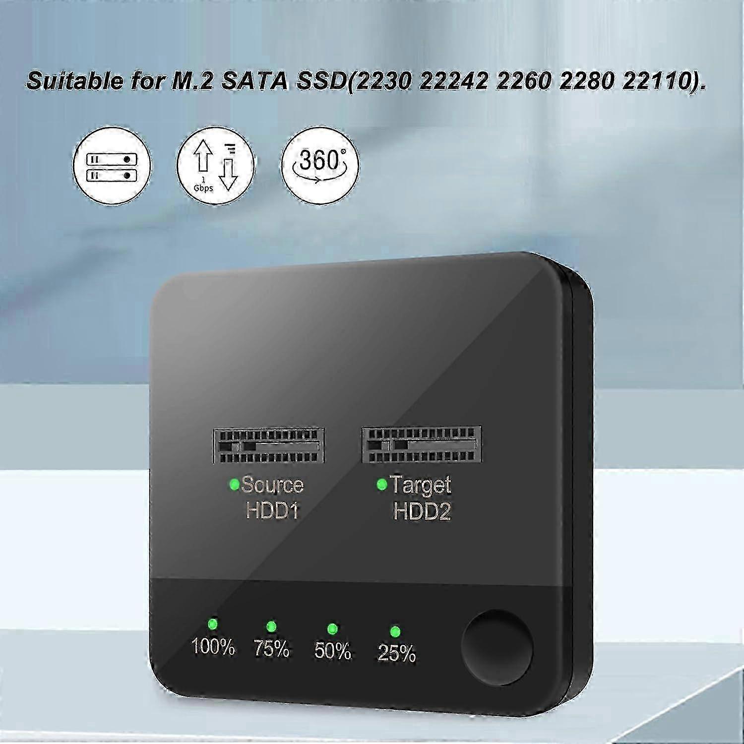 Dual Bay M.2 SSD Duplicator Clone Docking Station High Speed Offline Data M.2 SSD Cloner Dual Bay Drive Dock