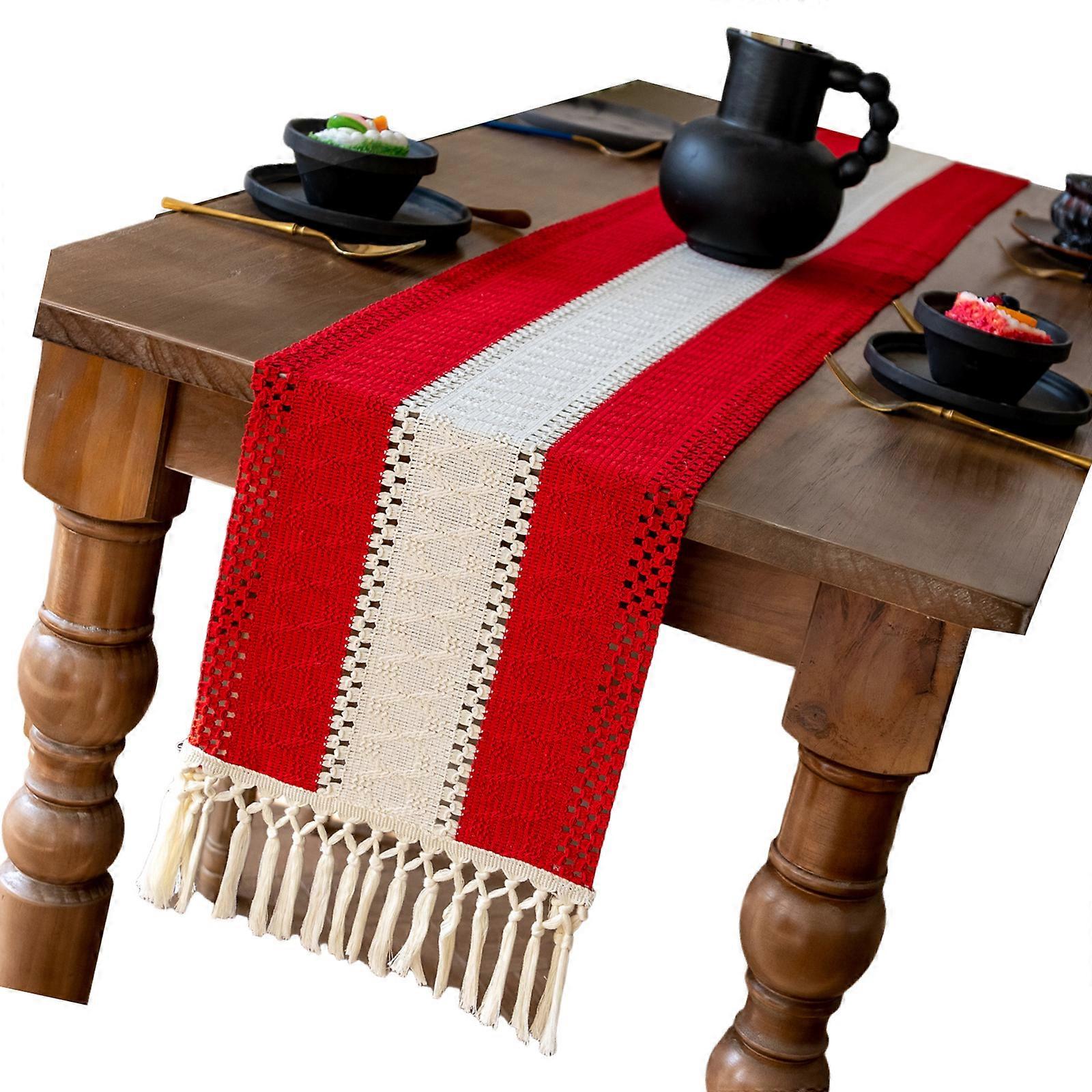 Christmas Holiday Table Runner Multiple Design Sturdy Polyester Fabric Dining Decoration  30*160cm Red