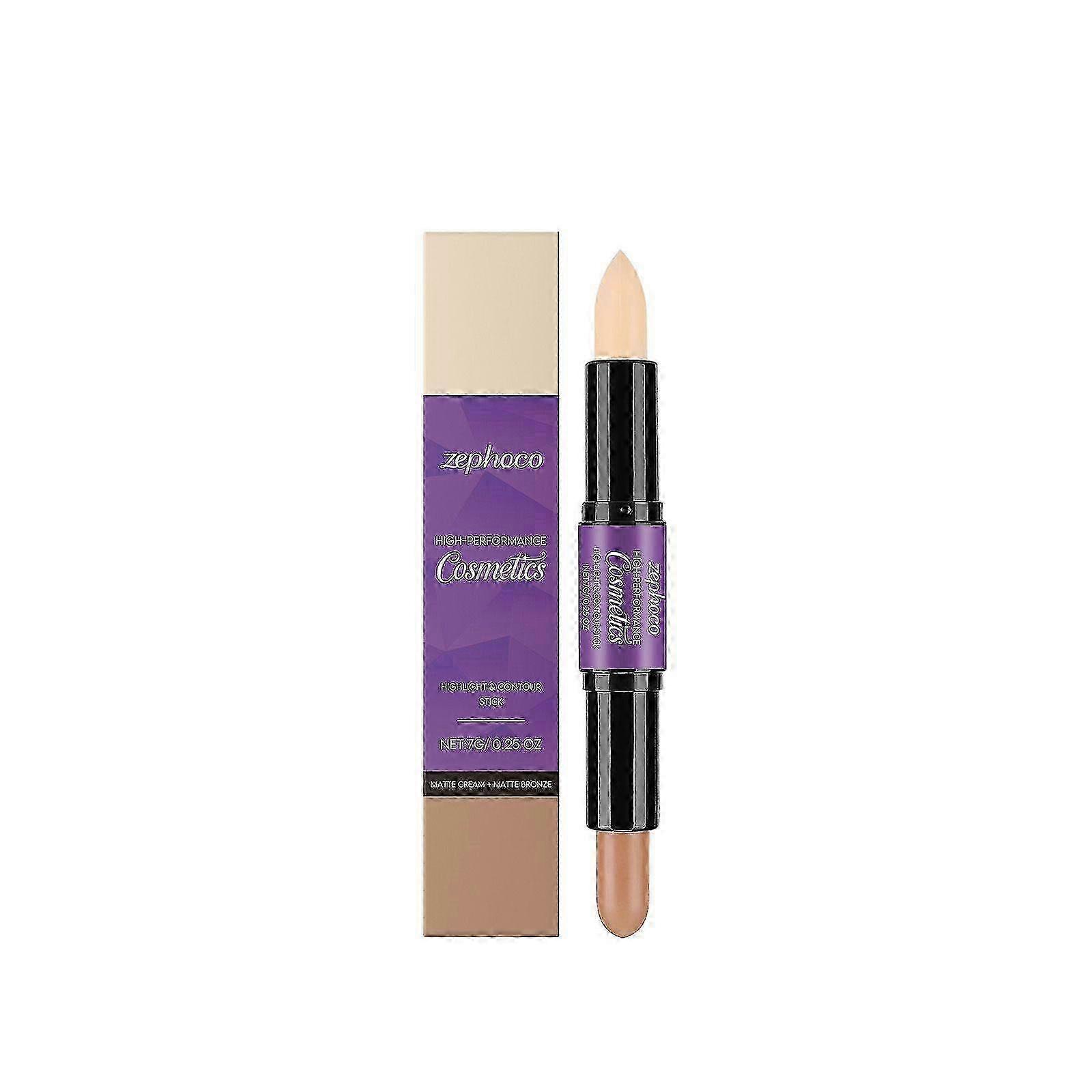 2-in-1 Matte Contour & Highlighter Stick - Cream Dual Highlighter Bronzer Stick, Highlight Concealer Sticks for Face Shaping, Long Lasting & Wate