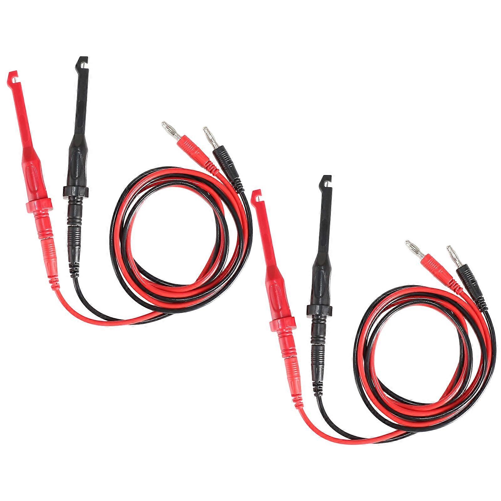2 Set Electric Wire Piercing Probe Clip 4mm Banana Plug Insulation Puncture Probes Auto Test Leads Multimeter Test Leads Multicolor