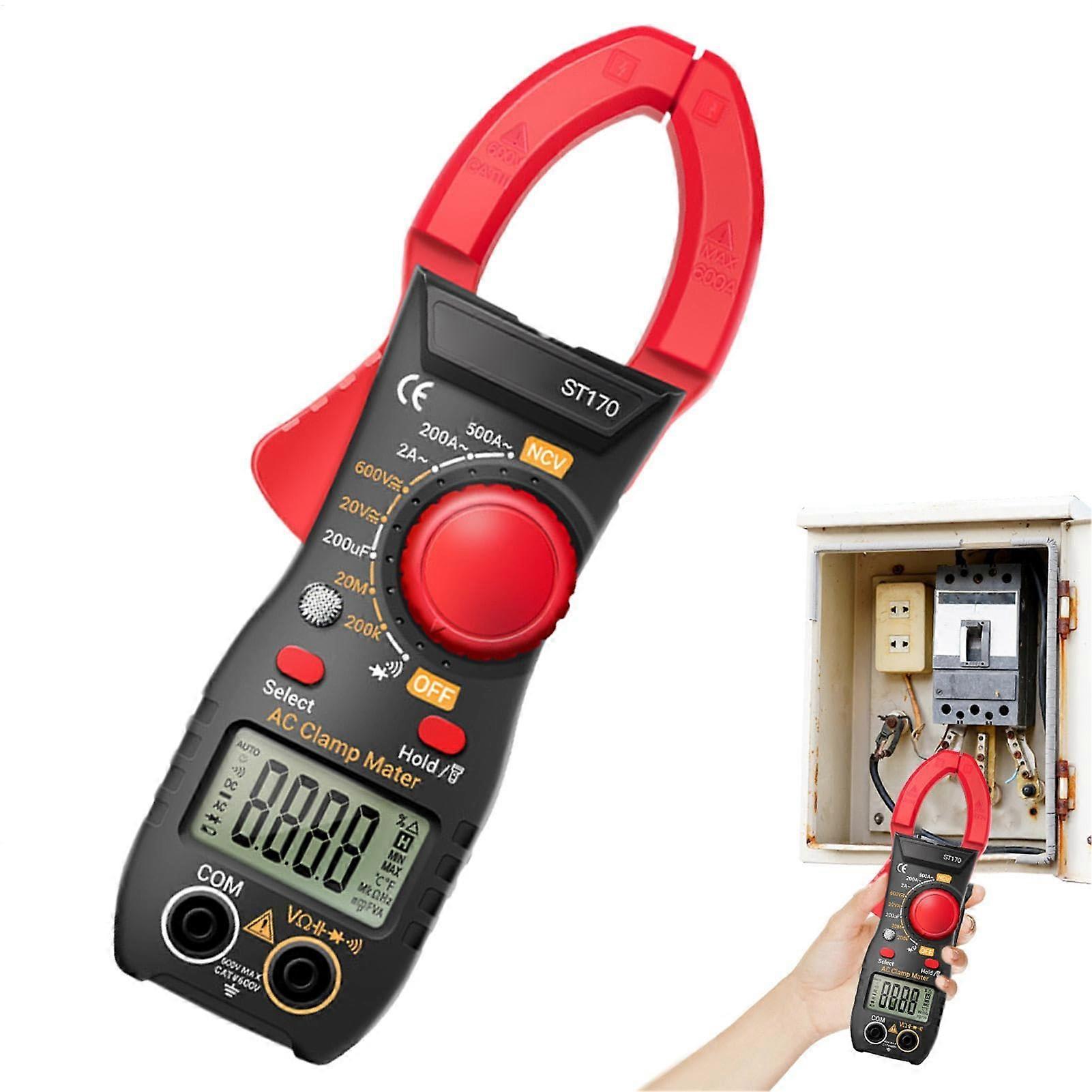 Digital Clamp Meter 500A AutoRanging Amp Voltage Tester with NCV for AC/DC Measurement Outdoor