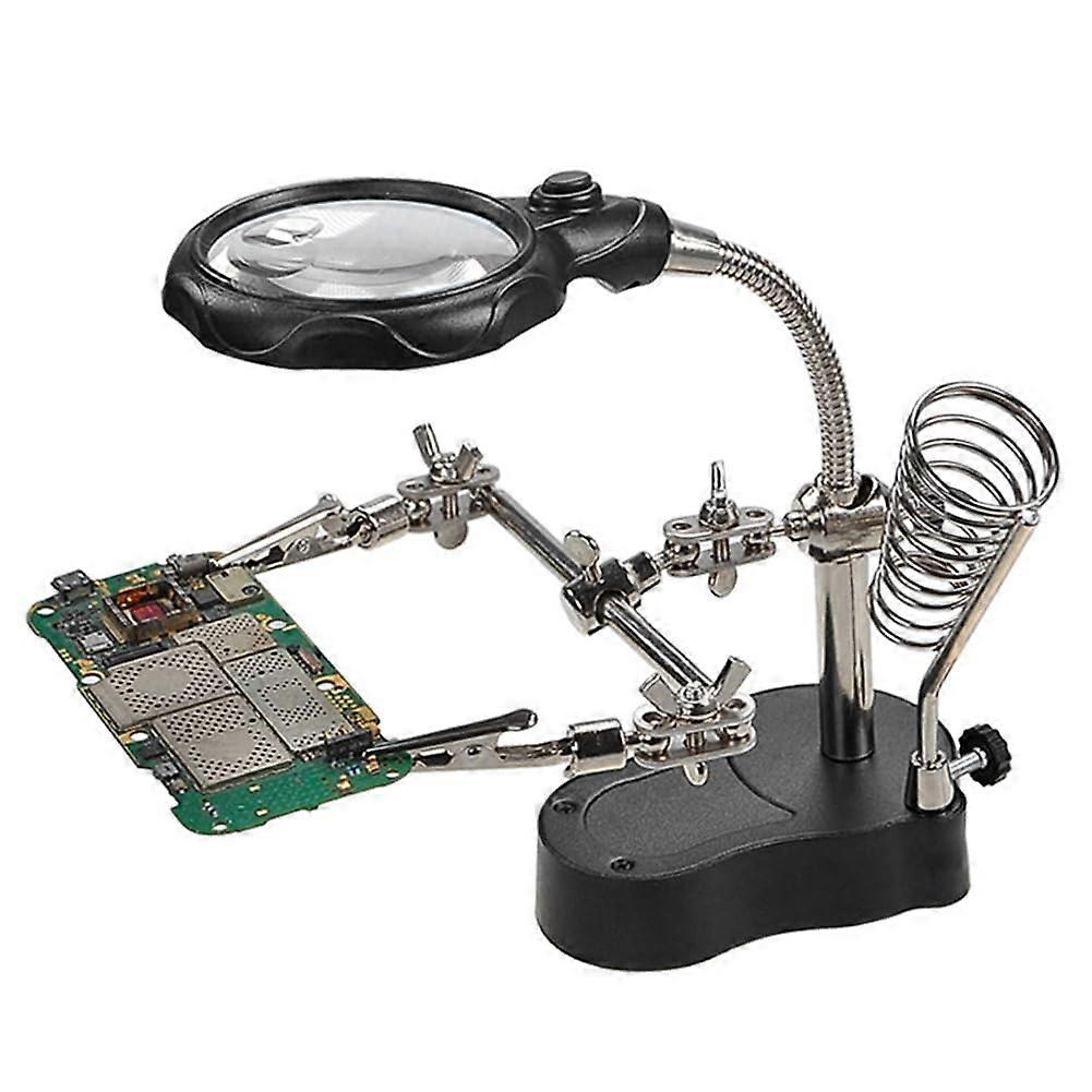 Soldering Iron Table Bracket With Welding Magnifying Glass, Digital Equipment Maintenance Tool, Table With LED Lamp