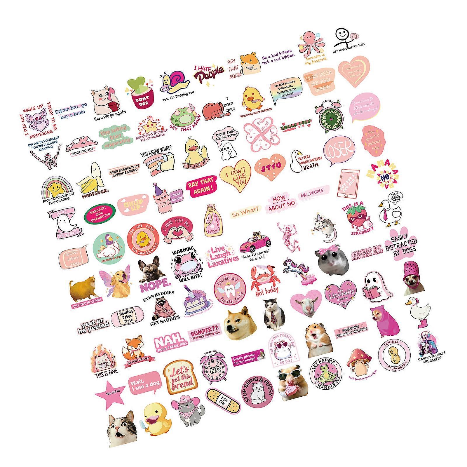 Reusable Decals Funny Stickers for Laptop Customization Featuring Trendy Doodles Pattern For Journals Humorous Decals Multicolor