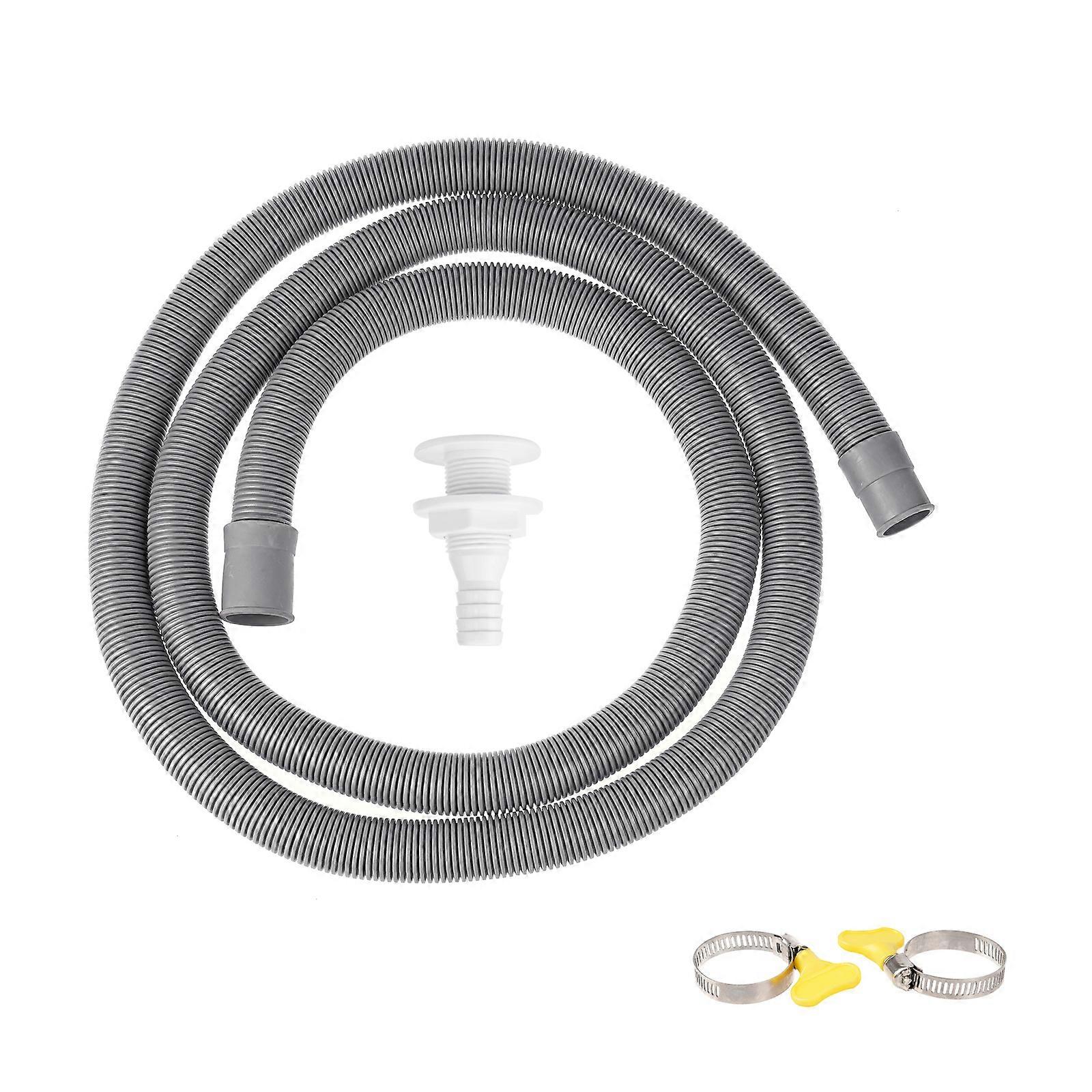 Long Service Washing Machine Drain Extension set with Clamps Drain Hose Extension for Washing Machines 2M Hose with Clip Multicolor