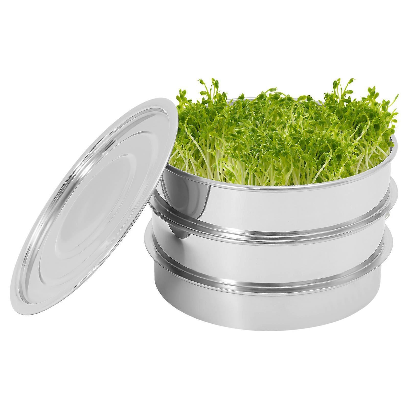 20CM Stackable Stainless Steel Seed Sprouting Kit Round Mesh Sprouting Trays